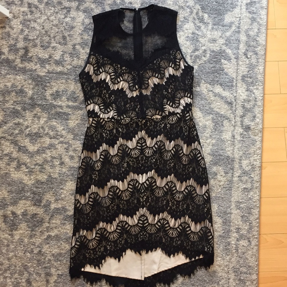 Lace black and beige dress
